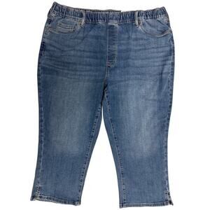 Croft & Barrow XL Capri Jeans Blue Mid-Rise Mid-Calf Stretch Waist Pull-On Pants
